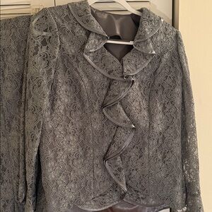 Elegant Gray Lace Jacket AND matching skirt